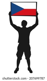 man holding a flag of Czech Republic, vector 