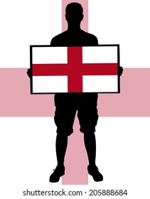man holding a flag of england, vector