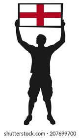 man holding a flag of england, vector 
