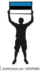 man holding a flag of Estonia, vector 