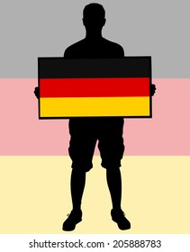 man holding a flag of germany, vector