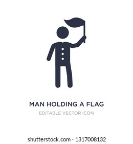 man holding a flag icon on white background. Simple element illustration from People concept. man holding a flag icon symbol design.