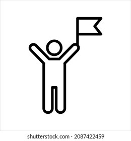 Man holding flag icon vector graphic illustration