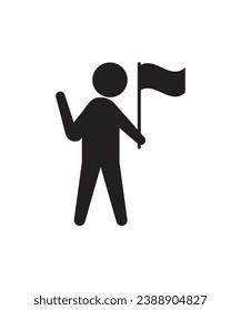 Mann, der Flaggensymbol hält, Vektorsymbol mit der besten Bildfläche.