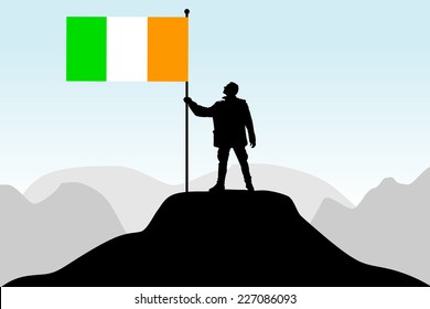 man holding a flag of ireland, vector 