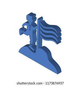 Man holding a flag isometric left top view 3D icon