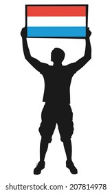 man holding a flag of Luxembourg, vector 