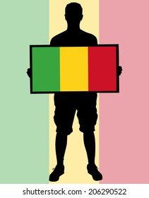 man holding a flag of Mali, vector