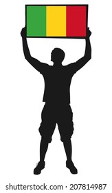 man holding a flag of Mali, vector 