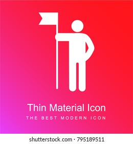 Man holding a flag red and pink gradient material white icon minimal design