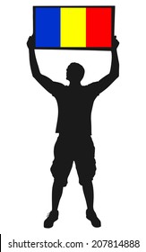 man holding a flag of romania, vector 