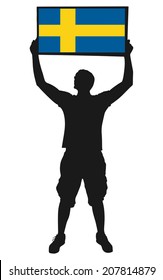 man holding a flag of sweden, vector 