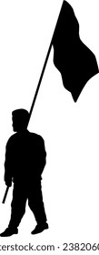 Man holding flag vector illustration. People holding flag graphic resources for icon, symbol, or sign. Man holding flag silhouette for freedom, independence or patriotism