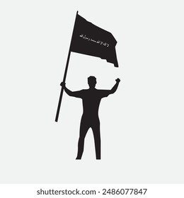 A man is holding a flag vector Isulated On White Background