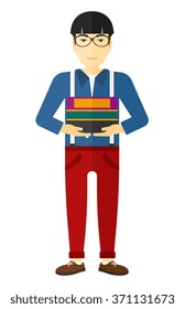 Man holding folders.