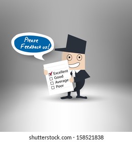Man holding form filling for feedback