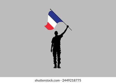 A Man holding an France flag, France flag vector graphic, France country flag is a symbol of freedom, National France flag, vector illustration

