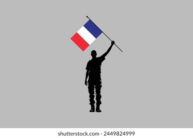 A Man holding an France flag, France flag vector graphic, France country flag is a symbol of freedom, National France flag, vector illustration
