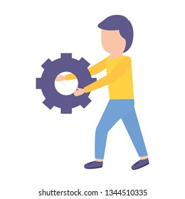 man holding gear