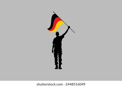 A Man holding an Germany flag, German national symbol, Germany country flag is a symbol of freedom, Vector illustration, Digital illustration
