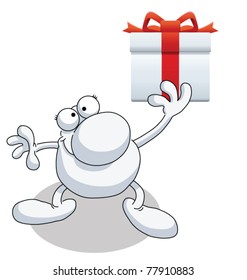 Man holding gift isolated on white background