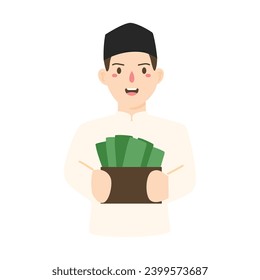 man holding and giving envelope filled with money give