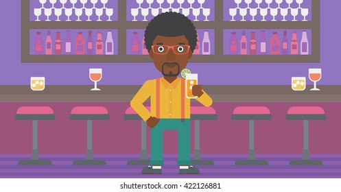 Man holding glass of juice.