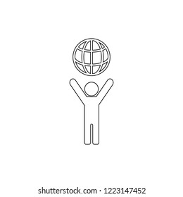 man holding globe icon. Element of media for mobile concept and web apps illustration. Thin line icon for website design and development, app development