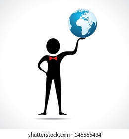  Man holding a globe stock vector