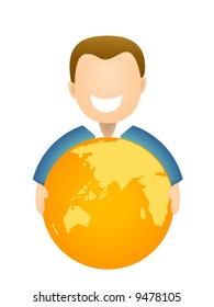 Mann, der Globe hält - Vektorsymbol