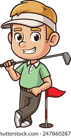 Mann mit Golfschläger über der Schulter-Vektorillustration