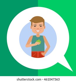 Man holding green apple