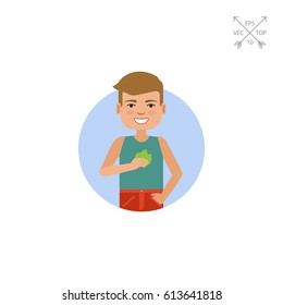 Man holding green apple