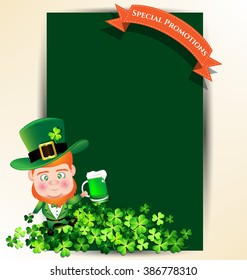 Man holding green beer jug for St Patrick s day party promotion 