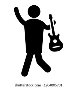 Man holding guitar and standing party guitar 