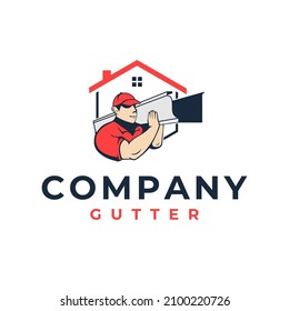 Man holding gutter for home gutter logo