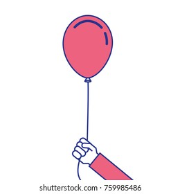 man holding in hand a balloons on a ribbon