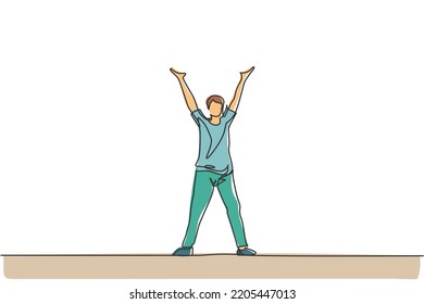 Man holding hand gesture. Continuous one line drawing of human minimalist vector illustration design on white background. Simple line modern graphic style. Hand drawn graphic concept for organization