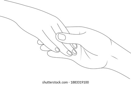 Man holding woman’s hand. Vector illustration.