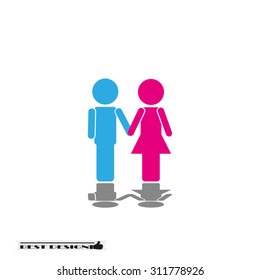 man holding hand woman