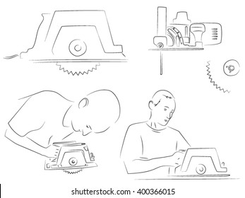 man holding hand-held circular saw for wood