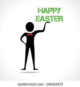  Man holding happy easter text