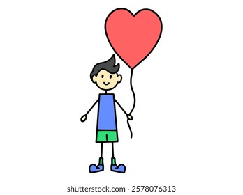 Man Holding Heart Balloon Valentine Day