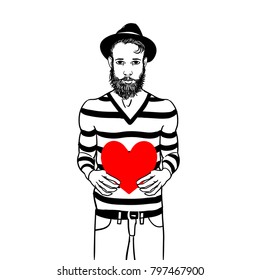 Man, holding heart in his hands