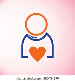 Man holding Heart icon
