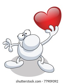 Man holding heart isolated on white background