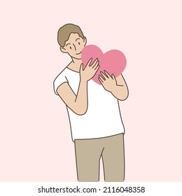 Man holding heart shape