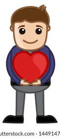 Man Holding Heart Vector