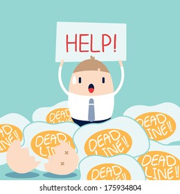 man holding help sign with deadline concept