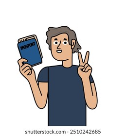 man holding her passport ready to travel